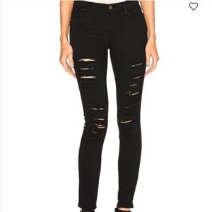 Frame Le Skinny de Jeanne  Distressed Film Noir 26